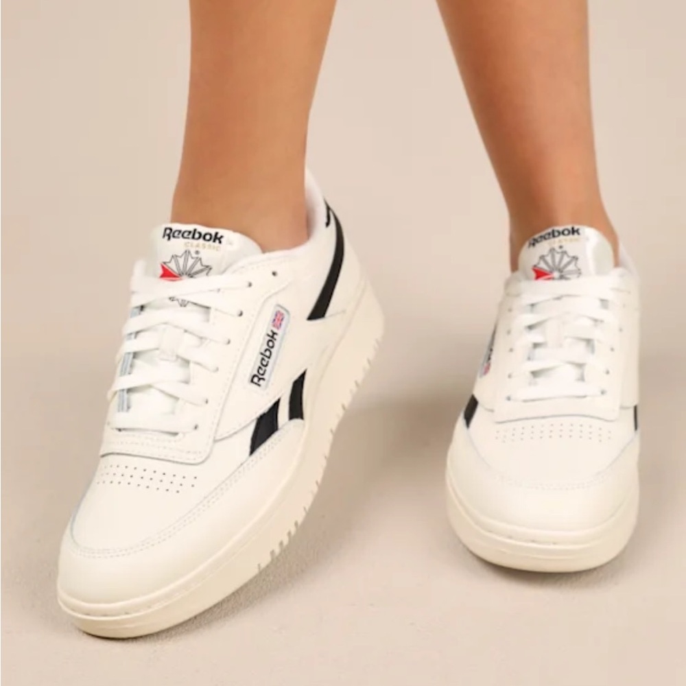 Reebok Club C Double Revenge Chalk and Core Black Leather Sneakers